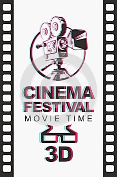 Banner for 3D cinema festival with 3d glasses