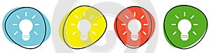 Banner with 4 colorful Buttons: Light Bulb