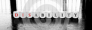 Words disability or ability - dilema concept photo