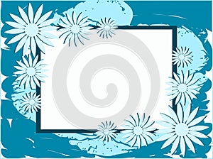 Banner on abstract colorful background with flowers