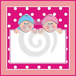 Banner, baby boy and baby girl, creative card, vector illustration