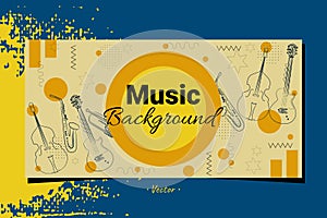 Banner background music instrumental element doodle festival concert live event artwork abstract bg