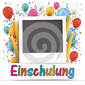 Banner Balloons Letters Photo Einschulung