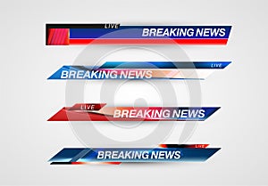 Banner breaking news, important news,Vector illustration TV News Bars Set Vector. News Lower Thirds Pack.