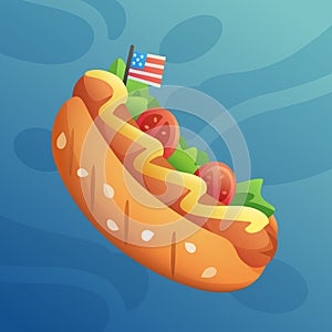 Banner with cartoon hot dog