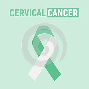 Banner with Cervical Cancer Awareness Realistic Ribbon. Design Template