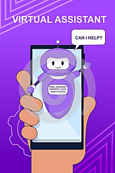 Banner with Chat Bot Virtual Assistant for Mobile photo