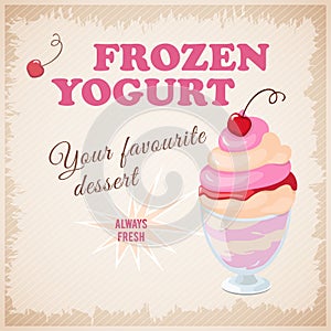 Banner with cherry frozen yogurt