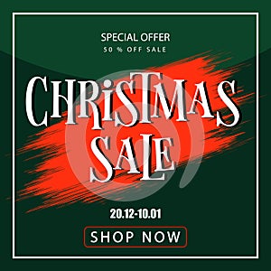 Banner christmas sale. Discount coupon. Sell-out