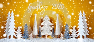 Banner, Christmas Trees, Snowflakes, Yellow Background, Goodbye 2020