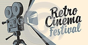 Banner for cinema festival with old movie camera