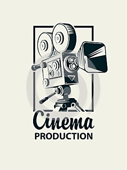 Banner for Cinema production with old movie camera