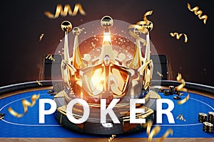 Banner concept of casino, poker table. Poker game, online game, card games. Modern design, Magazine style, 3D render, 3D