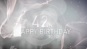 Banner of congratulations on the 42nd happy birthday on the background of abstraction, birthday, 42 years