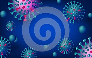 Banner Coronavirus covid-19 background vector illustration for awareness or alert against disease spread, symptoms or precautions