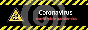 Banner Coronavirus word wide pandemics