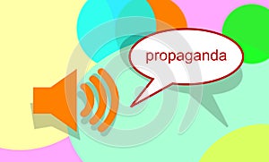 Banner of counter-information, indoctrination, propaganda in dialog balloons. Audio, speaker symbol. Icon, sound.