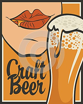 Banner for craft beer with glass of beer