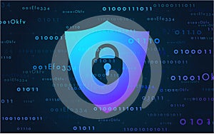 Banner cyber security data on the Internet. Vector illustration in a modern style