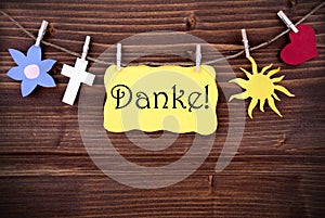 Banner with Danke and Different Symbols on a Line photo