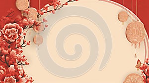 Banner design with abstract pattern in oriental style, cherry blossom, sakura flower