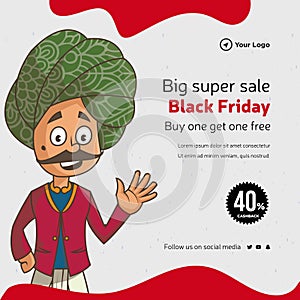 Banner design of big supper sale black Friday