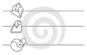 Banner design - continuous line drawing of business icons: outgoing emails, download, connection photo