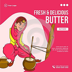 Banner design of fresh and delicious butter
