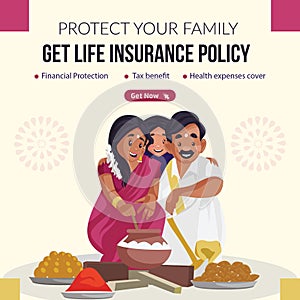 Banner design of get life insurance policy template