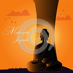 Banner design of happy mahavir jayanti