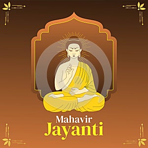 Banner design of happy mahavir jayanti