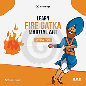 Banner design of learn fire gatka martial art