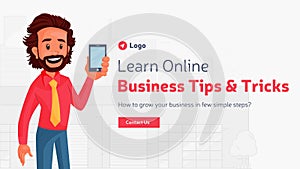 Banner design of learn online business tips and tricks