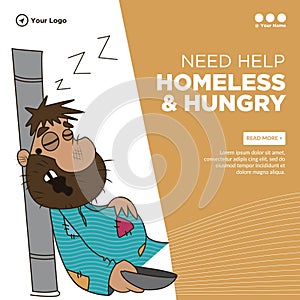 Banner design of need help homeless and hungry