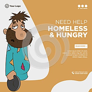 Banner design of need help homeless and hungry people