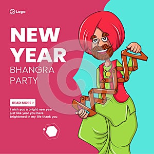 Banner design of new year bhangra party