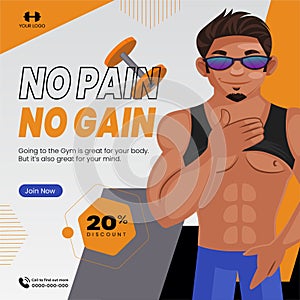 Banner design of no pain no gain