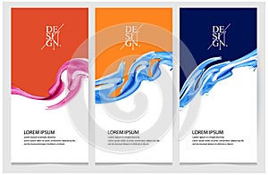 banner design, orange, blue, brush Modern abstract covers set. Cool gradient shapes composition.