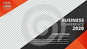 Banner design with orange geometric background.vector illustration