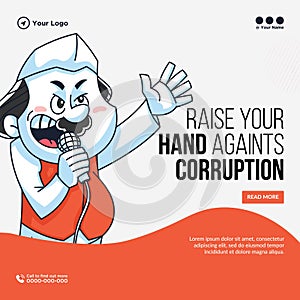 Banner design of raise your hand against corruption