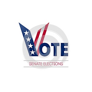 Banner design for senate elections day. Voting in USA. Design template of poster, flyer or sticker for Political election campaign