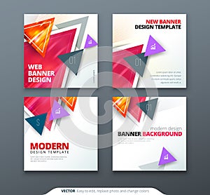 Banner design. Square abstract vector banner with triangle shapes for web template.