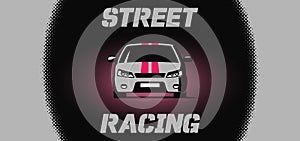Banner design with street racing car icon