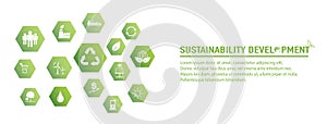 Banner design for Sustainability development and Global Green Industries Business concept,