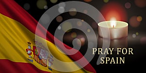 Banner design template with Spanish flag, candle, and slogan.