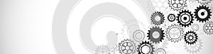 Banner design template or website header. Cogs and gear wheel mechanisms. Concepts and ideas for digital technology and
