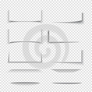 Banner, divider, website border shadow 3d effects with transparent edges