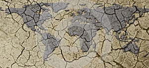 Banner Dried and Cracked Arid Earth Map Drought Concept