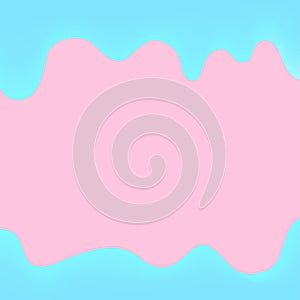 Banner dripping paint pink and blue for background colorful, watercolor drips border, blue frame of dripping creamy liquid