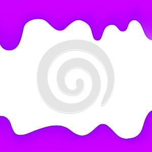Banner dripping paint purple cartoon style for background, watercolor drips border, purple frame of dripping creamy liquid